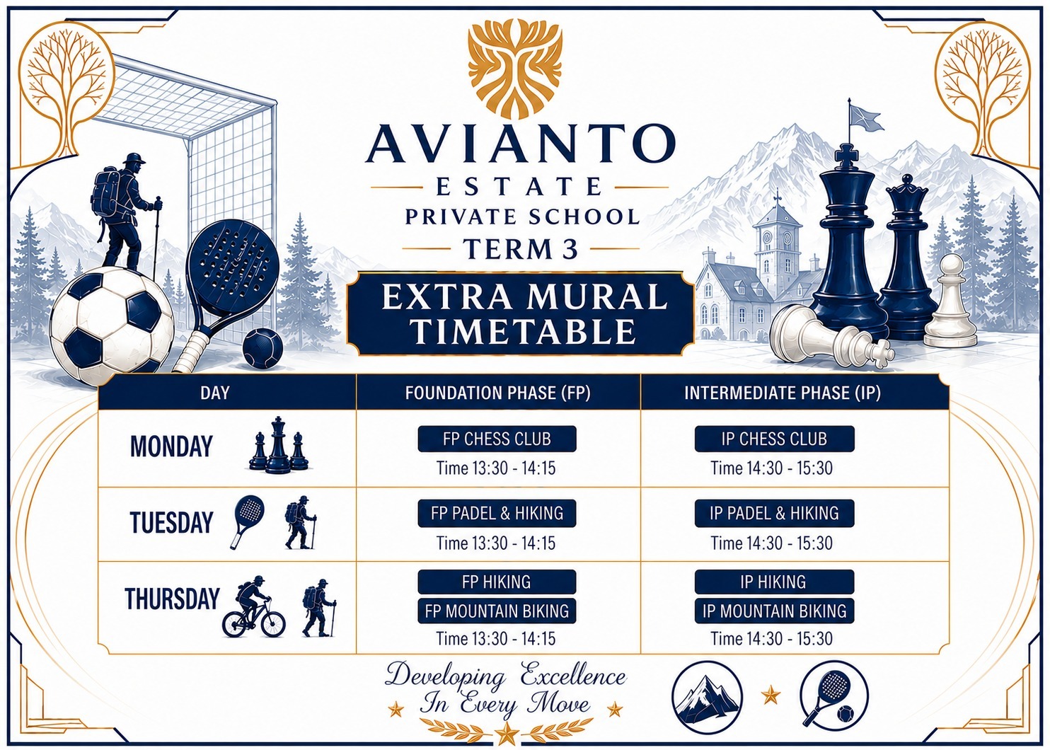 Term 3 Extra Murals Timetable